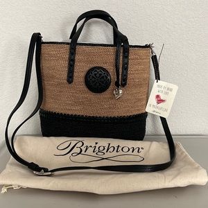 Brighton Ferrara Madagascar Voltera Raffia Straw and Leather Crossbody